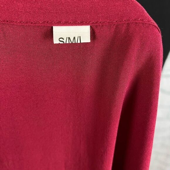 Women’s tie front robe with lace trim burgundy color sz small - Picture 9 of 10